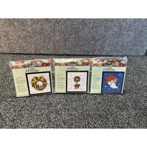 Bucilla~Mary Engelbreit~Mini Counted Cross Stitch Kits Christmas Lot of 3~NIP‎